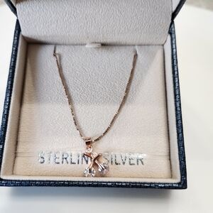 Five Minutes Rose Gold Plated Cz 925 Sterling Silver Pendant Necklace